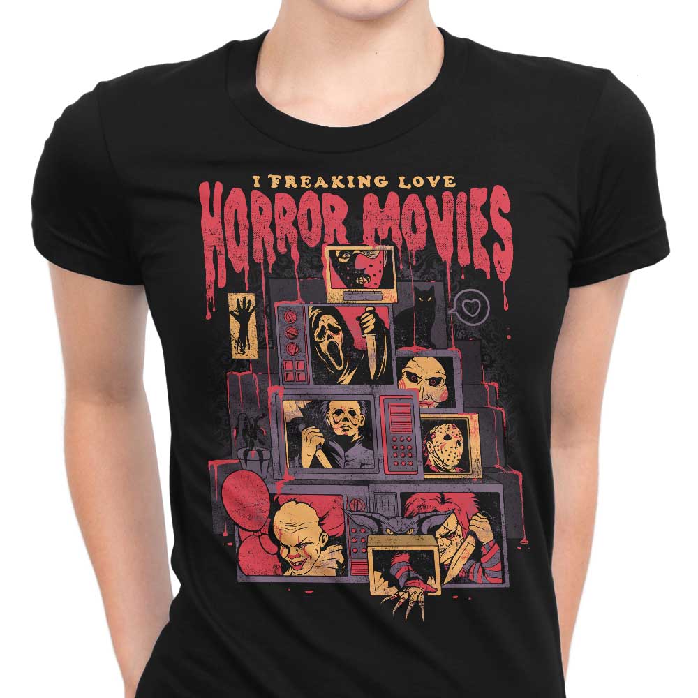 I Freaking Love Horror Movies Women's Apparel - Adult & Kids T-Shirts, Sweatshirts & Hoodies apparel design preview 1