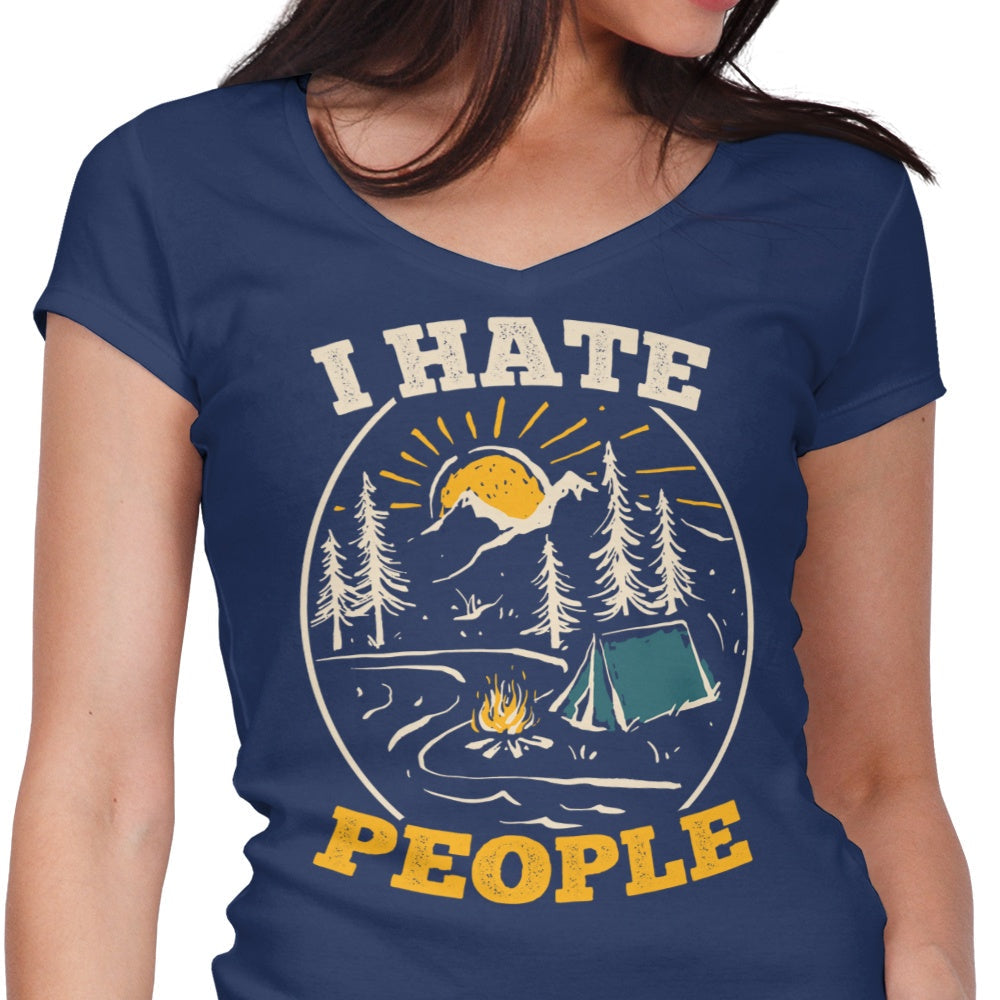 I Hate People Women's V-Neck - Adult & Kids T-Shirts, Sweatshirts & Hoodies apparel design preview 1