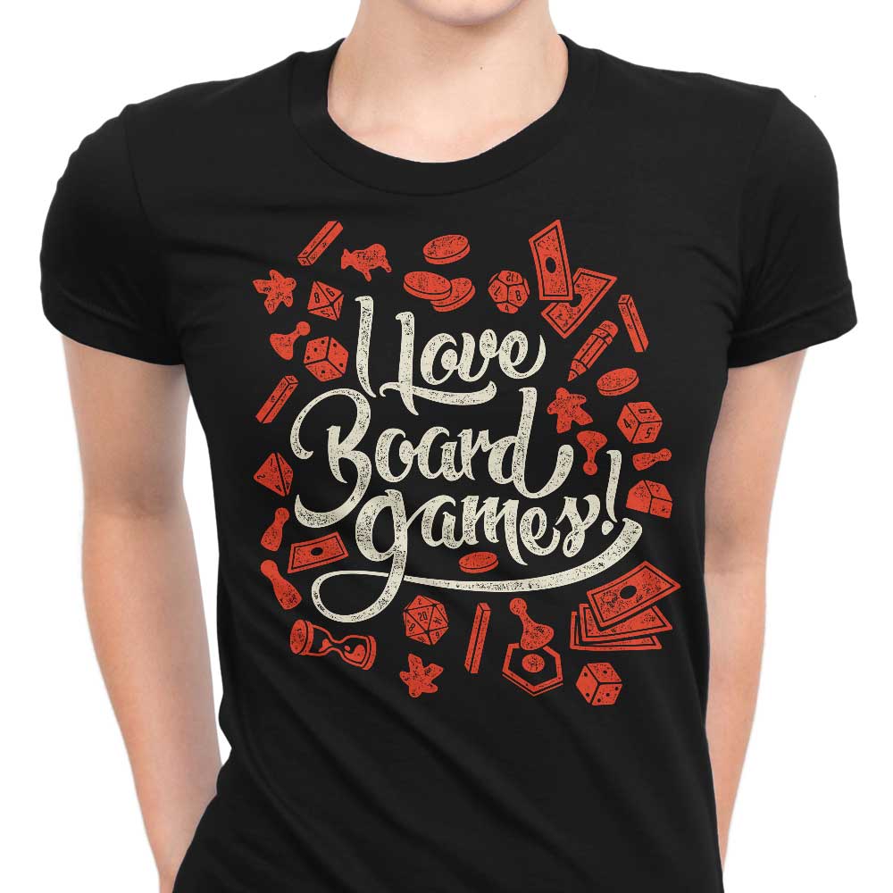 I Love Board Games Women's Apparel - Adult & Kids T-Shirts, Sweatshirts & Hoodies apparel design preview 1