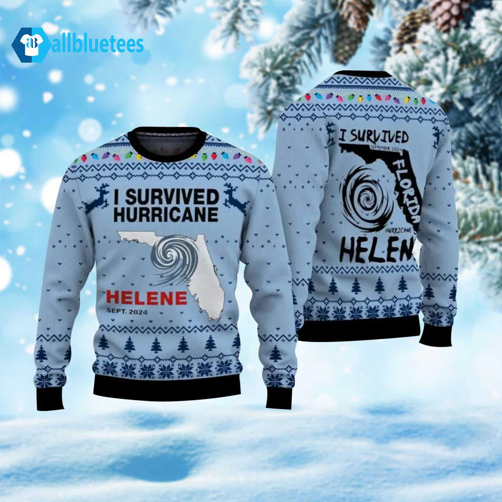 I Survived Hurricane Helene 2024 Ugly Christmas Sweater product image