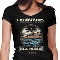 I Survived Isla Nublar Women's V-Neck - Adult & Kids T-Shirts, Sweatshirts & Hoodies apparel design preview 1