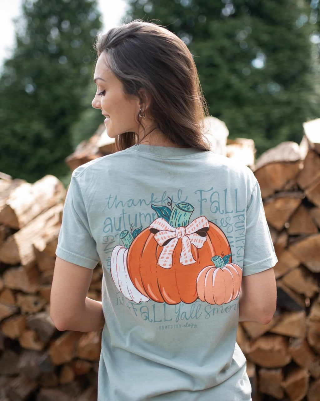 Southernology Happy Fall Pumpkin Bow Comfort Colors - Adult & Kids T-Shirts, Sweatshirts & Hoodies apparel design preview 1
