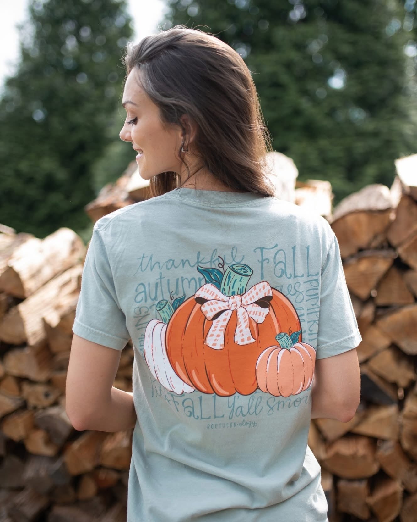 Southernology Happy Fall Pumpkin Bow Comfort Colors - Adult & Kids T-Shirts, Sweatshirts & Hoodies apparel design preview 1