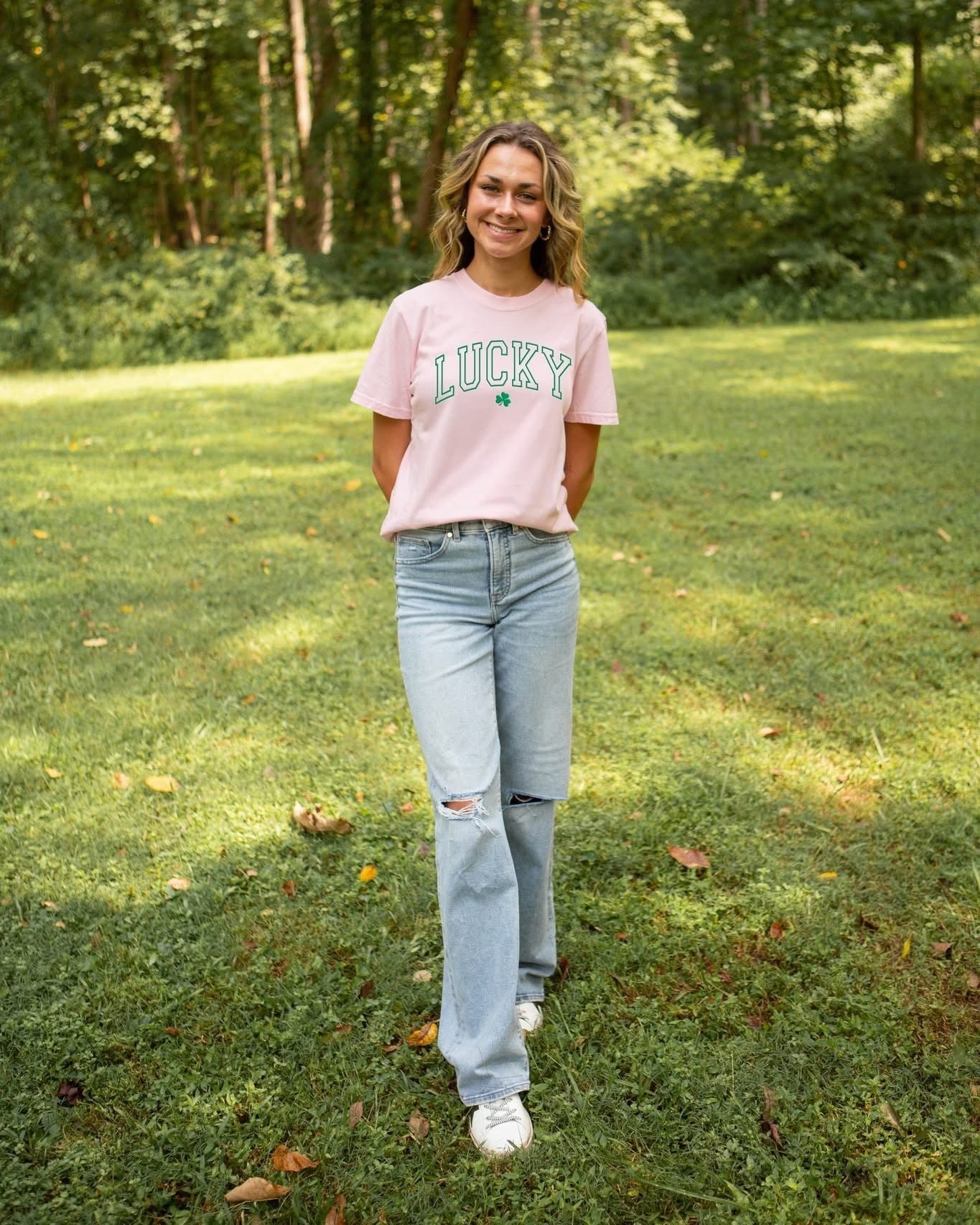 Southernology Lucky Irish Varsity Puff Comfort Colors - Adult & Kids T-Shirts, Sweatshirts & Hoodies apparel design preview 1