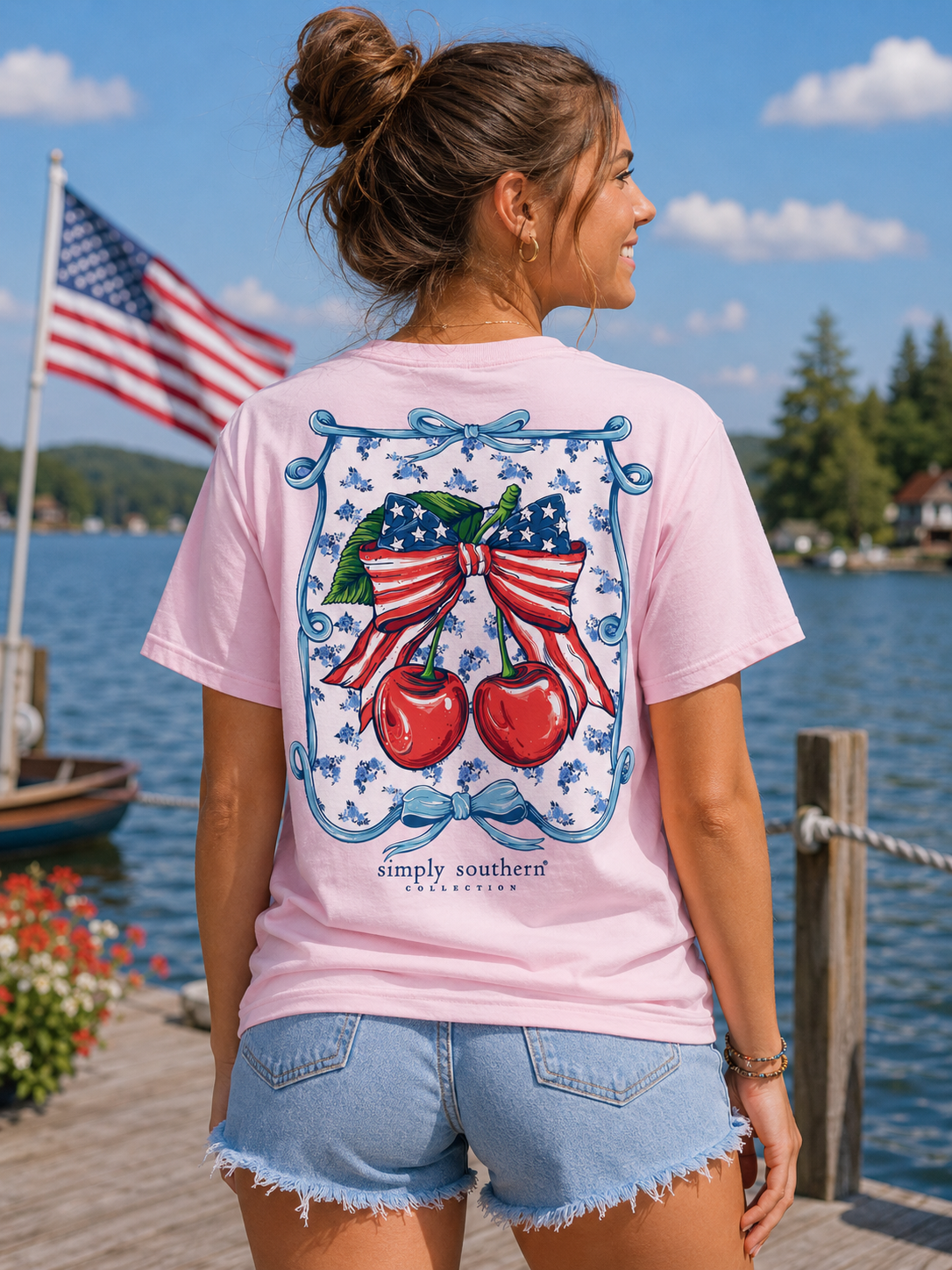 Simply Southern USA Cherry Peony - Adult & Kids T-Shirts, Sweatshirts & Hoodies apparel design preview 1