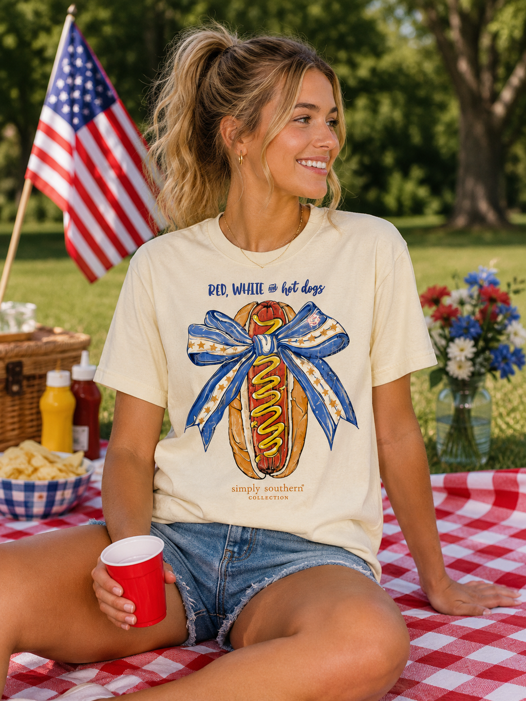 Simply Southern USA Hot Dogs Mineral Washed - Adult & Kids T-Shirts, Sweatshirts & Hoodies apparel design preview 1