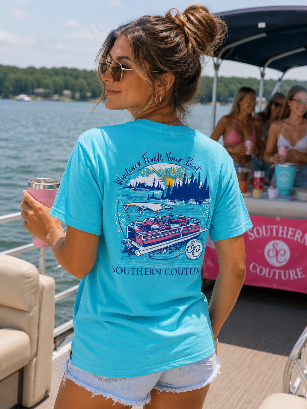 Southern Couture Floats Your Boat Lake Comfort Colors - Adult & Kids T-Shirts, Sweatshirts & Hoodies apparel design preview 1
