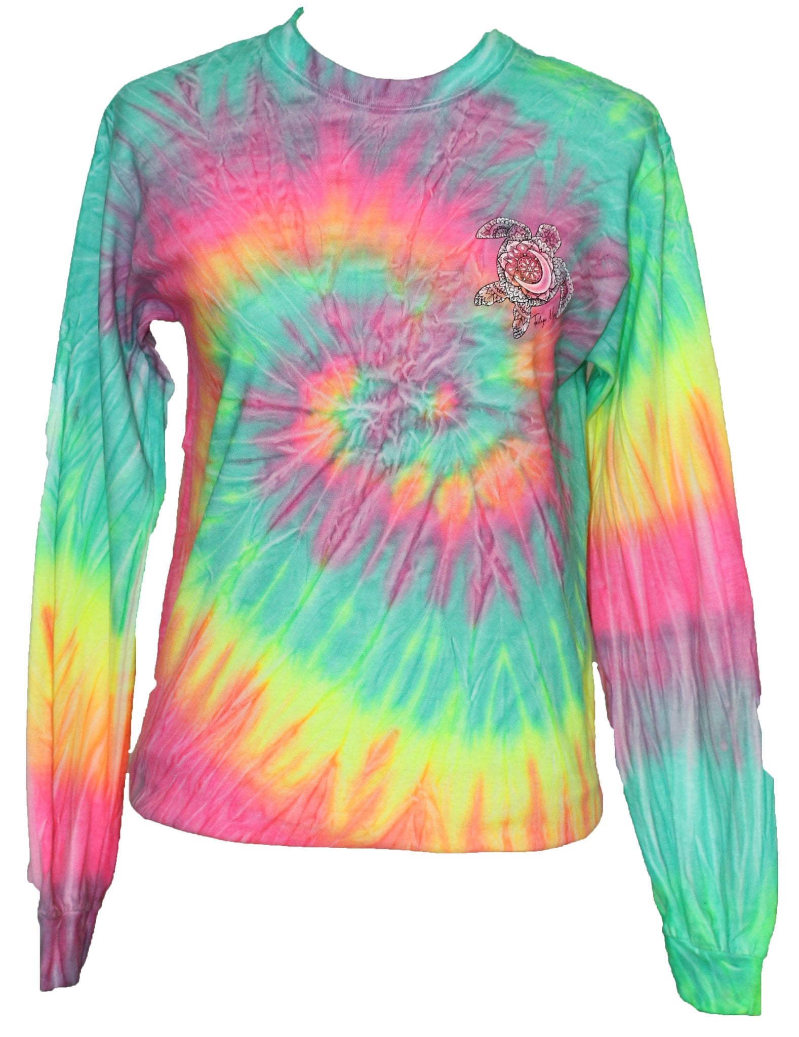 Southern Attitude Tortuga Moon Turtle Minty Tie Dye - Adult & Kids T-Shirts, Sweatshirts & Hoodies apparel design preview 2