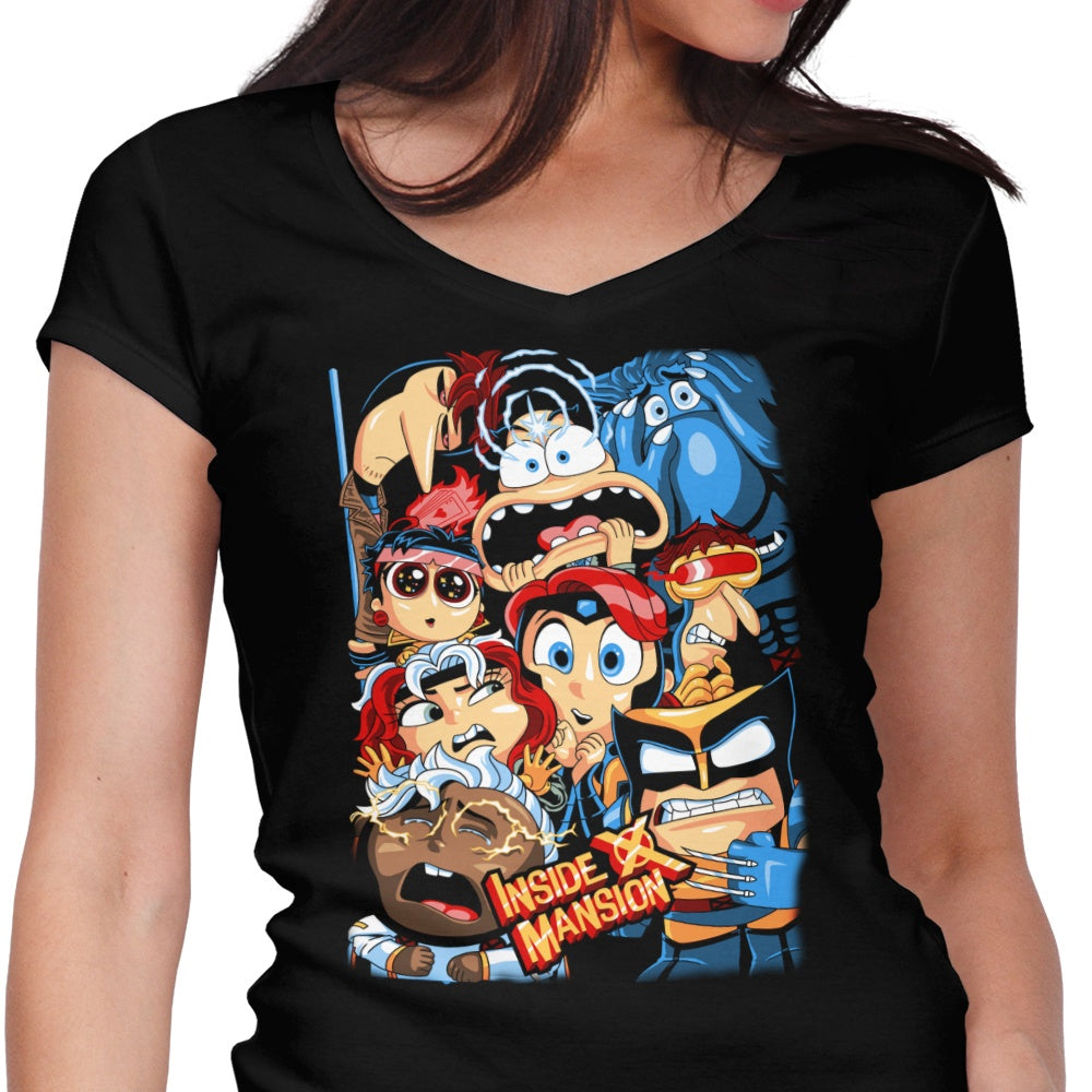 Inside X Mansion Women's V-Neck - Adult & Kids T-Shirts, Sweatshirts & Hoodies apparel design preview 1