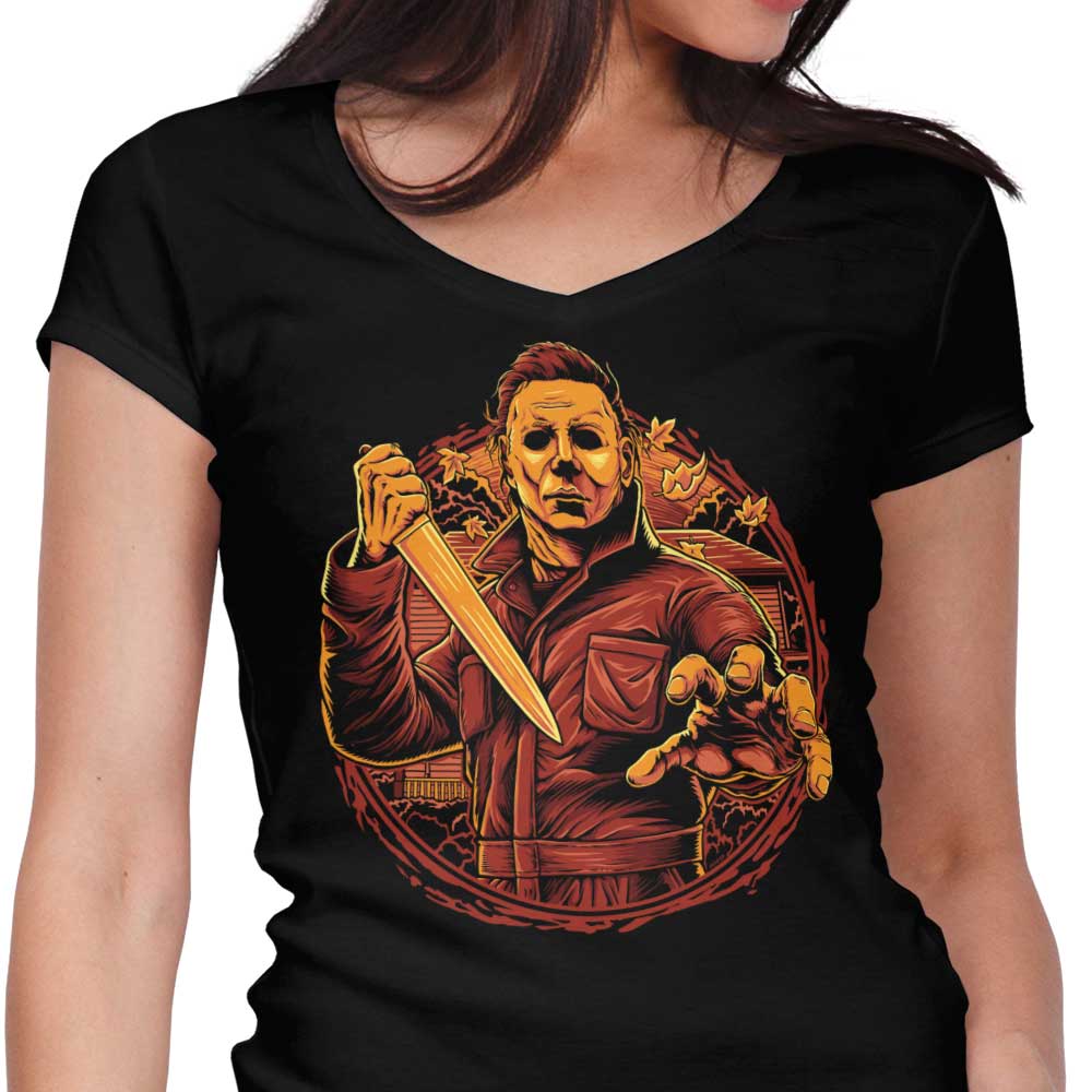 Into Haddonfield Women's V-Neck - Adult & Kids T-Shirts, Sweatshirts & Hoodies apparel design preview 1