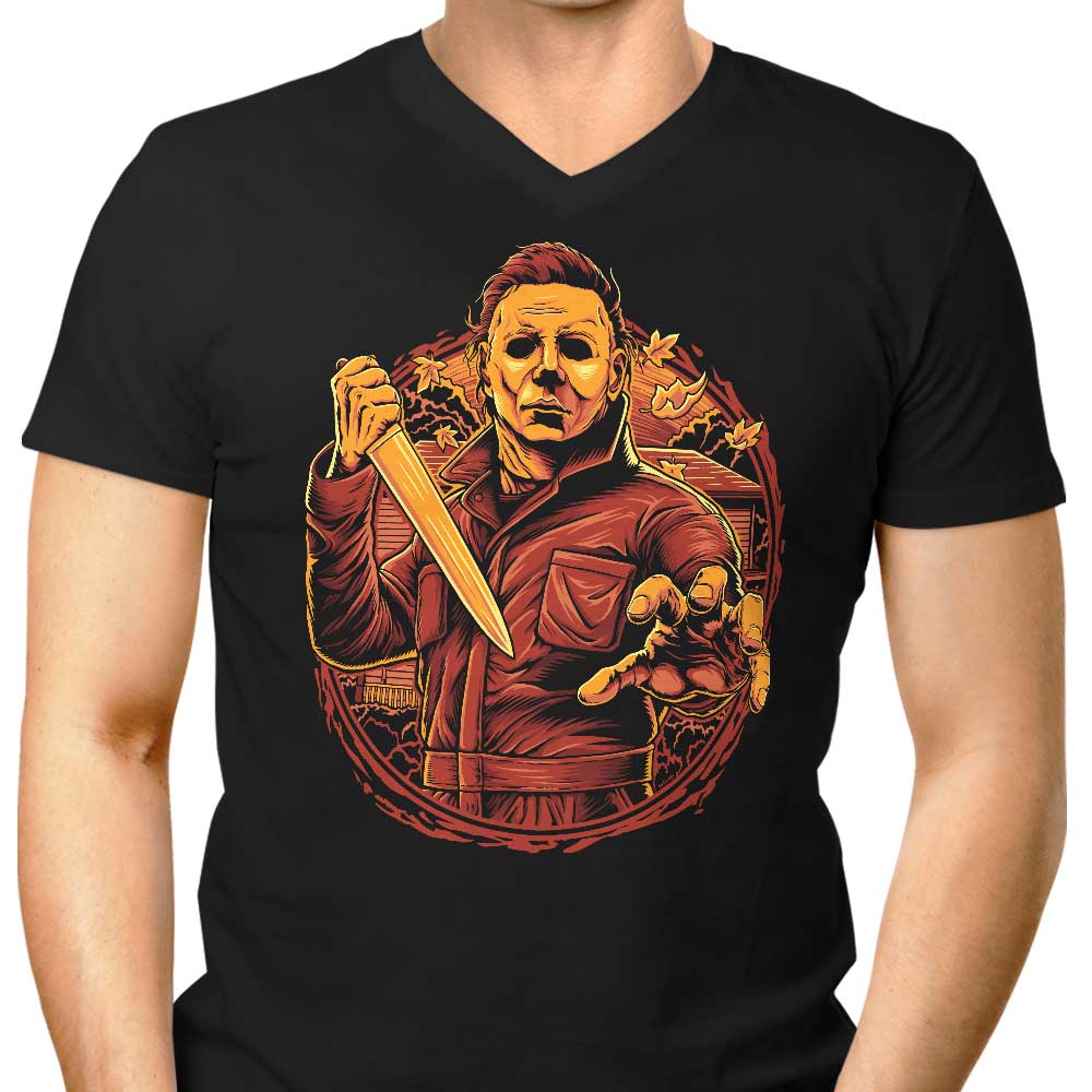 Into Haddonfield Men's V-Neck - Adult & Kids T-Shirts, Sweatshirts & Hoodies apparel design preview 1