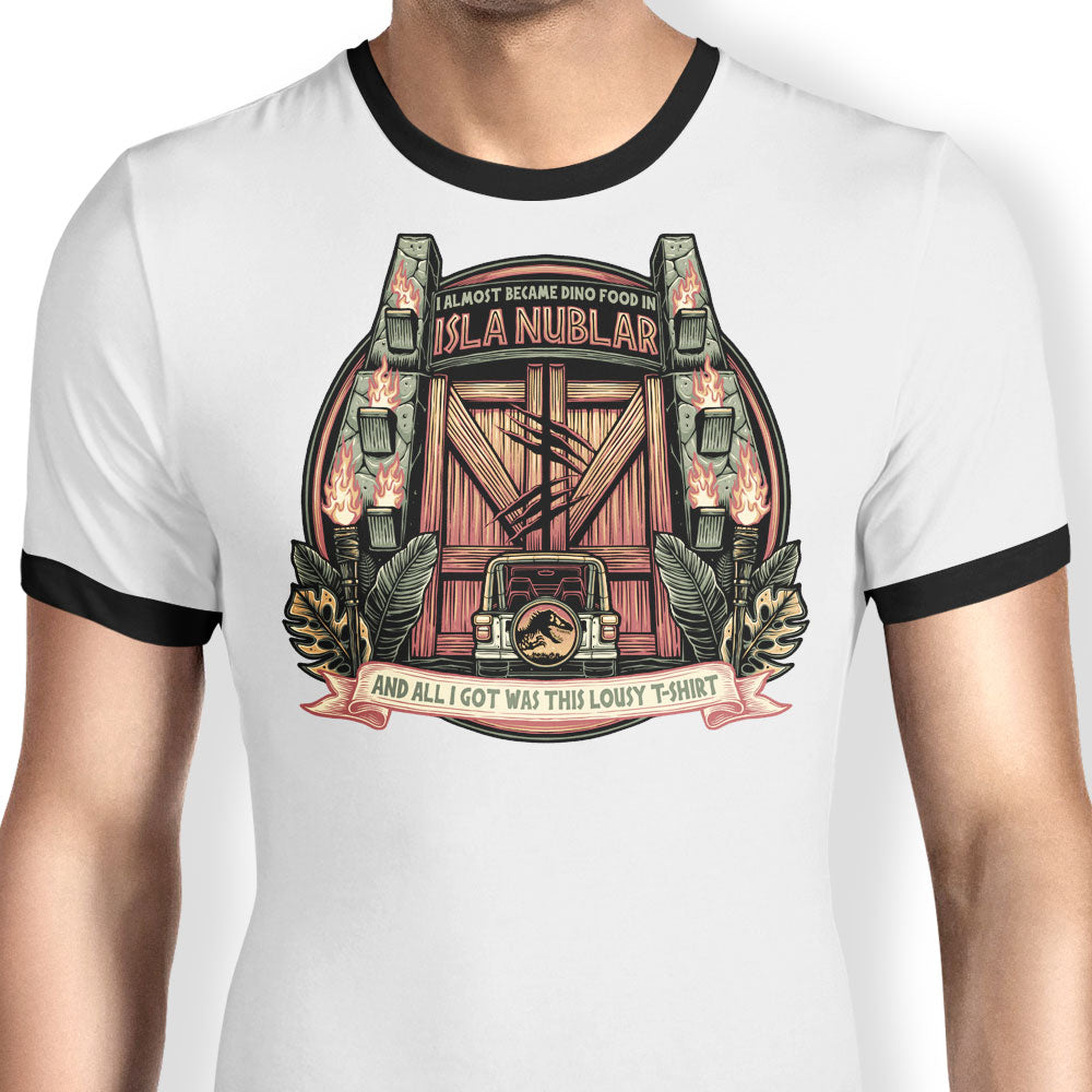 Isla Nublar Souvenir Ringer - Adult & Kids T-Shirts, Sweatshirts & Hoodies apparel design preview 1