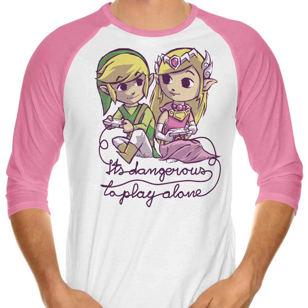 It's Dangerous to Play Alone 3/4 Sleeve Raglan - Adult & Kids T-Shirts, Sweatshirts & Hoodies apparel design preview 1