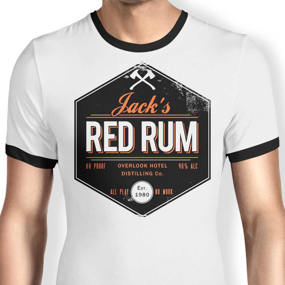 Jack's Red Rum Ringer - Adult & Kids T-Shirts, Sweatshirts & Hoodies apparel design preview 1