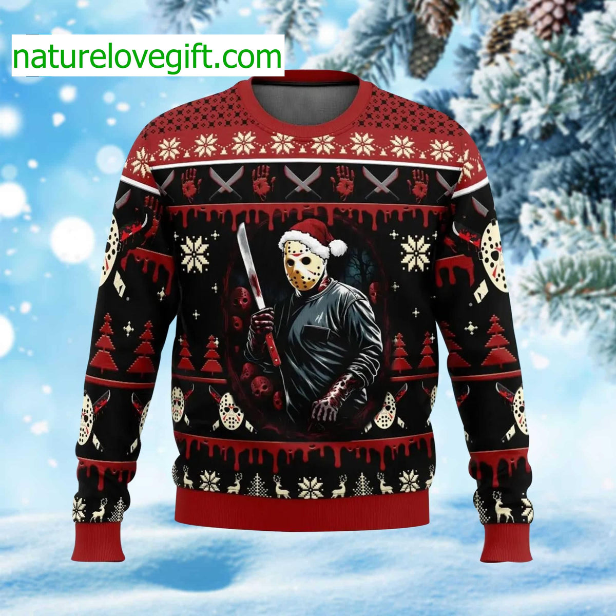 Jason Voorhees Friday 16Th Ugly Christmas Sweater product image
