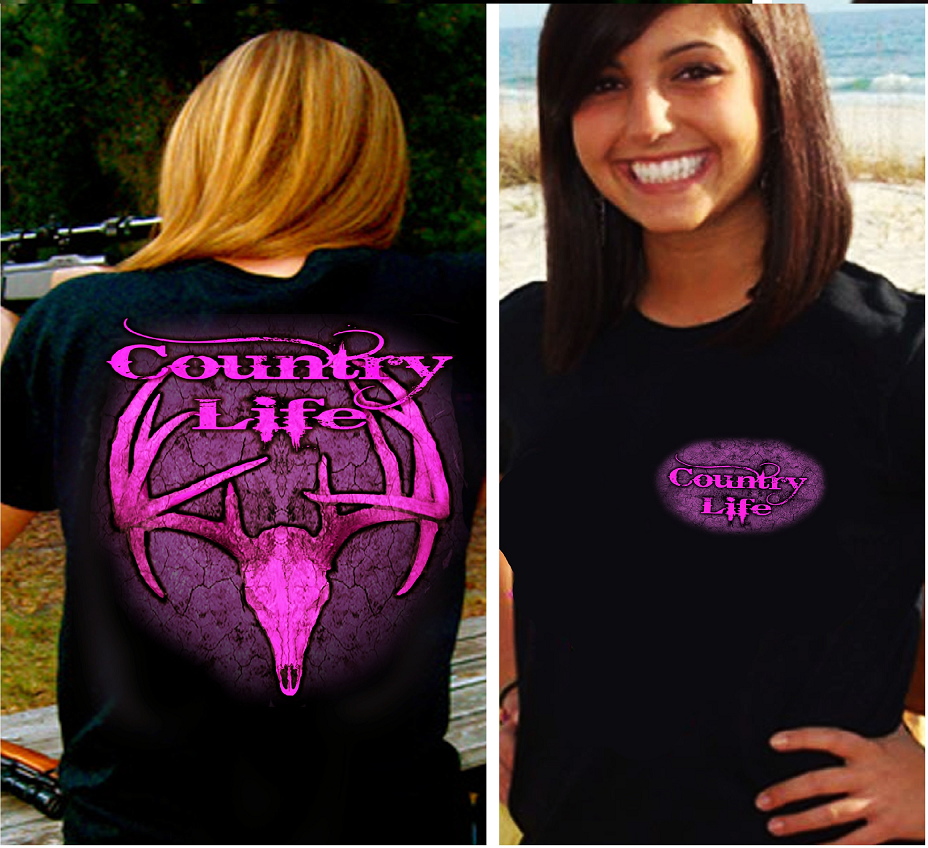 SALE Country Life Outfitters Black Pink Jen Deer Head - Adult & Kids T-Shirts, Sweatshirts & Hoodies apparel design preview 1