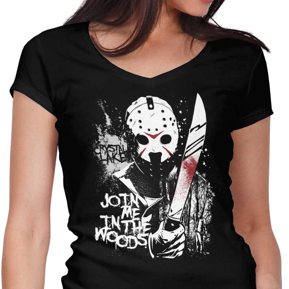 Join Me in the Woods Women's V-Neck - Adult & Kids T-Shirts, Sweatshirts & Hoodies apparel design preview 1