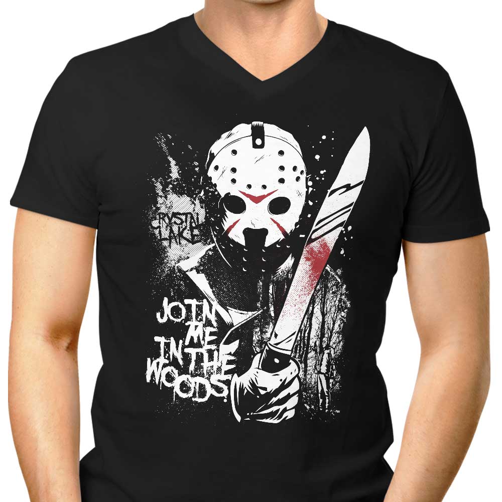 Join Me in the Woods Men's V-Neck - Adult & Kids T-Shirts, Sweatshirts & Hoodies apparel design preview 1