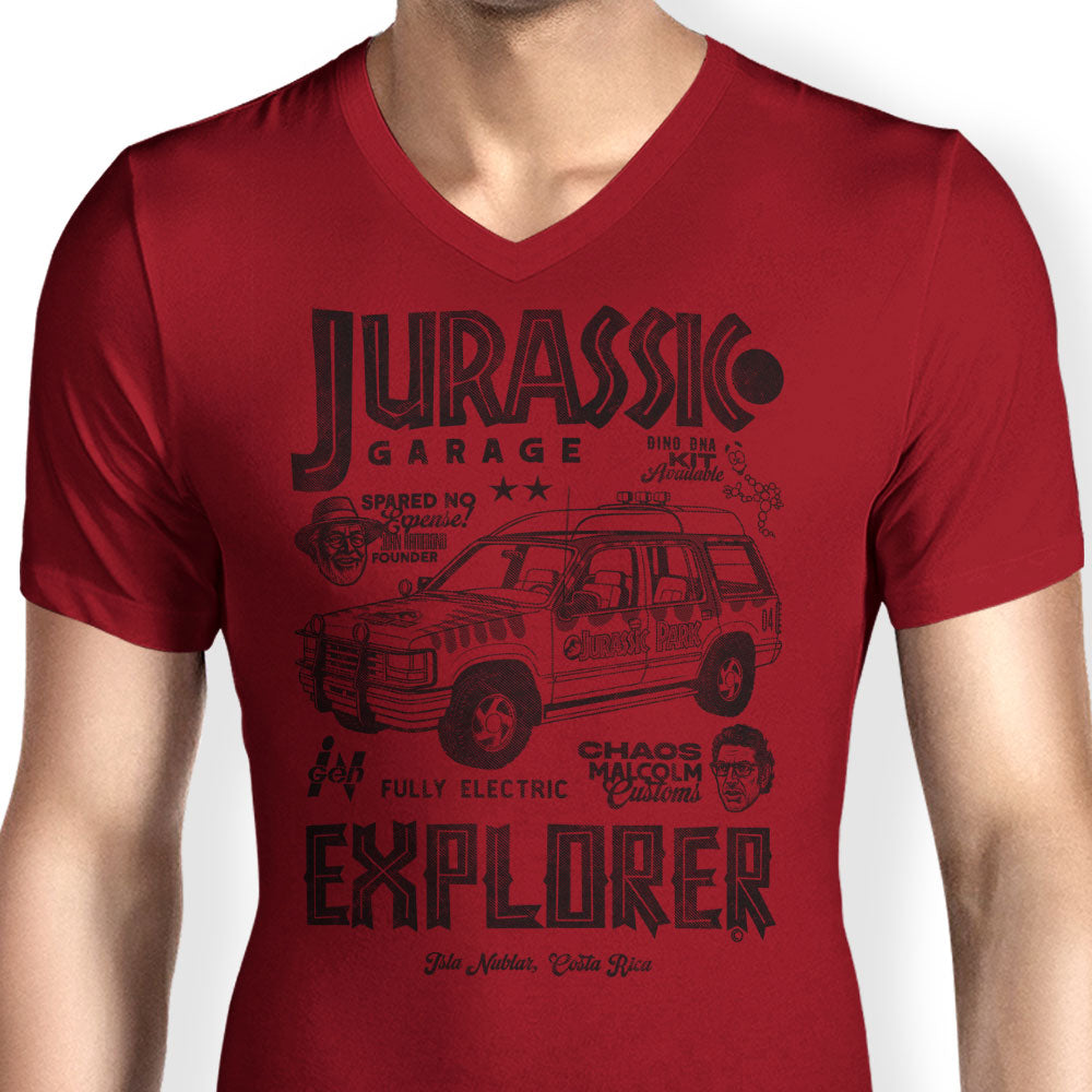 Jurassic Explorer Men's V-Neck - Adult & Kids T-Shirts, Sweatshirts & Hoodies apparel design preview 2