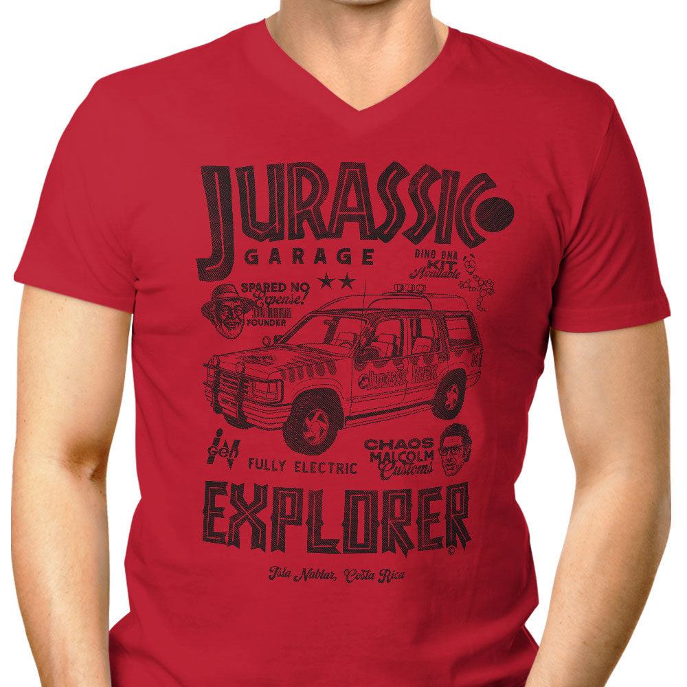 Jurassic Explorer Men's V-Neck - Adult & Kids T-Shirts, Sweatshirts & Hoodies apparel design preview 1