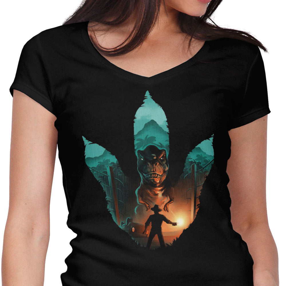 Jurassic Footprint Women's V-Neck - Adult & Kids T-Shirts, Sweatshirts & Hoodies apparel design preview 1