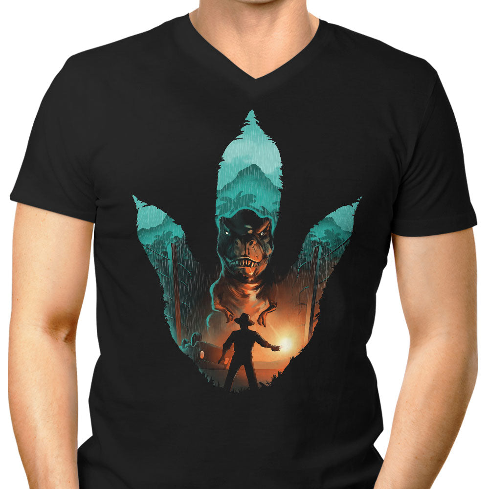 Jurassic Footprint Men's V-Neck - Adult & Kids T-Shirts, Sweatshirts & Hoodies apparel design preview 1