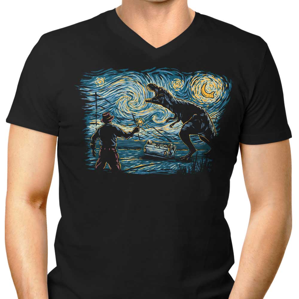 Jurassic Night Men's V-Neck - Adult & Kids T-Shirts, Sweatshirts & Hoodies apparel design preview 1