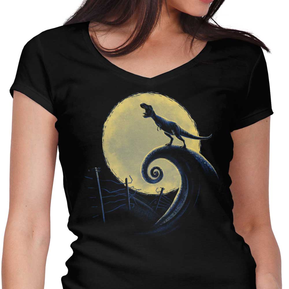 Jurassic Nightmare Women's V-Neck - Adult & Kids T-Shirts, Sweatshirts & Hoodies apparel design preview 1