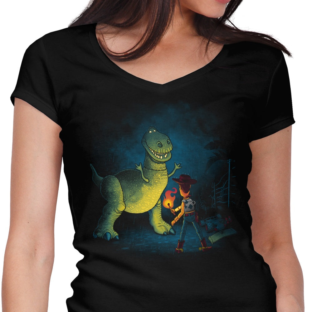 Jurassic Toys Women's V-Neck - Adult & Kids T-Shirts, Sweatshirts & Hoodies apparel design preview 1