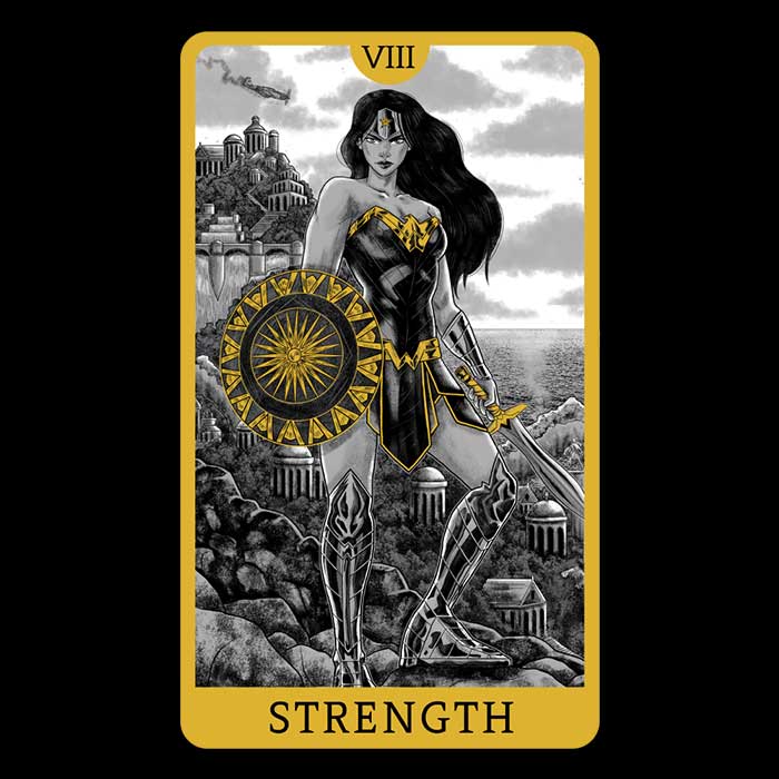 Justice Tarot: Strength Coasters - Adult & Kids T-Shirts, Sweatshirts & Hoodies apparel design preview 1