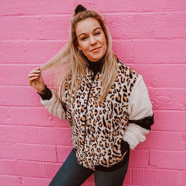 Katydid Preppy Leopard Sherpa Fur Full Zip Jacket - Adult & Kids T-Shirts, Sweatshirts & Hoodies apparel design preview 1