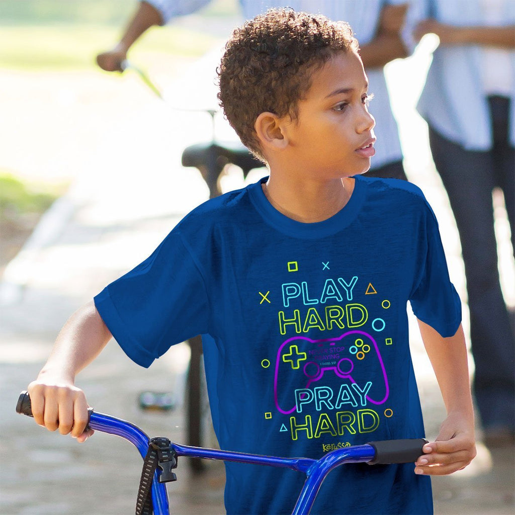 Kerusso Play Hard Pray Gamer Christian Toddler Youth - Adult & Kids T-Shirts, Sweatshirts & Hoodies apparel design preview 2