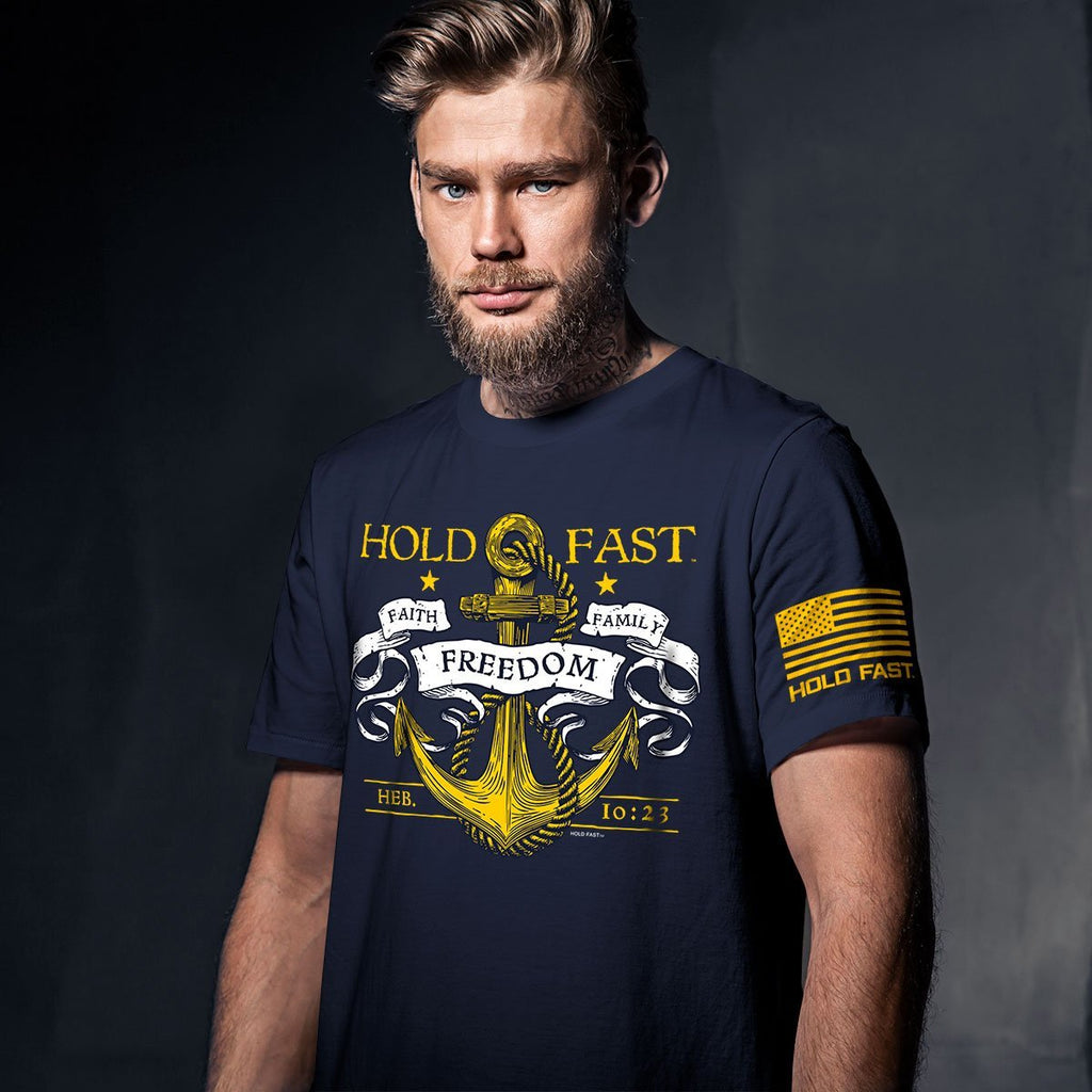 Hold Fast Anchor Faith Family Freedom Christian - Adult & Kids T-Shirts, Sweatshirts & Hoodies apparel design preview 2