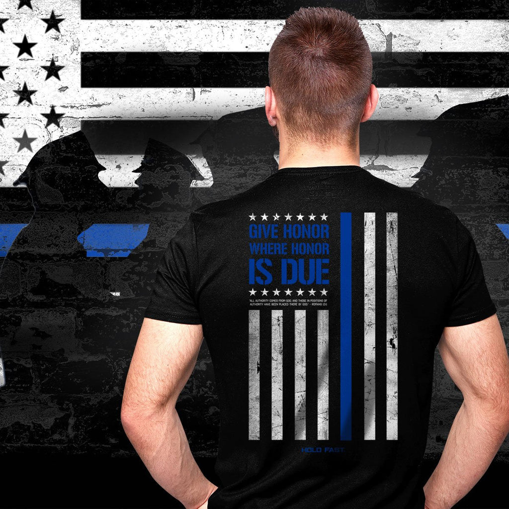 Hold Fast Honor Police Flag USA - Adult & Kids T-Shirts, Sweatshirts & Hoodies apparel design preview 2