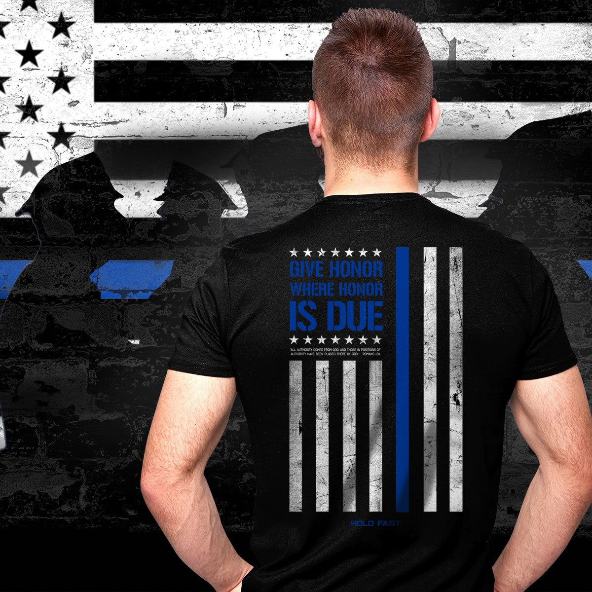 Hold Fast Honor Police Flag USA - Adult & Kids T-Shirts, Sweatshirts & Hoodies apparel design preview 2