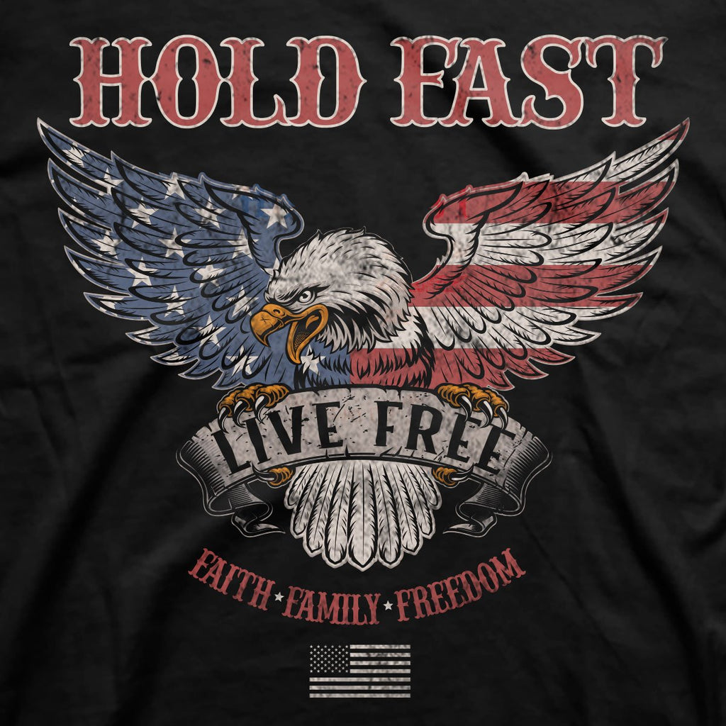 Hold Fast USA Live Free Eagle Christian - Adult & Kids T-Shirts, Sweatshirts & Hoodies apparel design preview 2