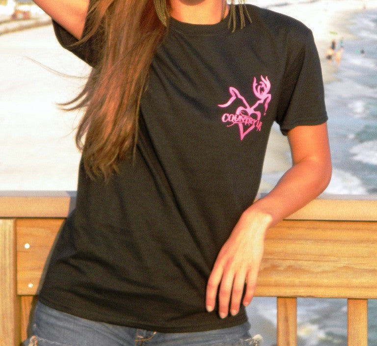 Country Life Outfitters Black Pink Deer Kiss Heart - Adult & Kids T-Shirts, Sweatshirts & Hoodies apparel design preview 2