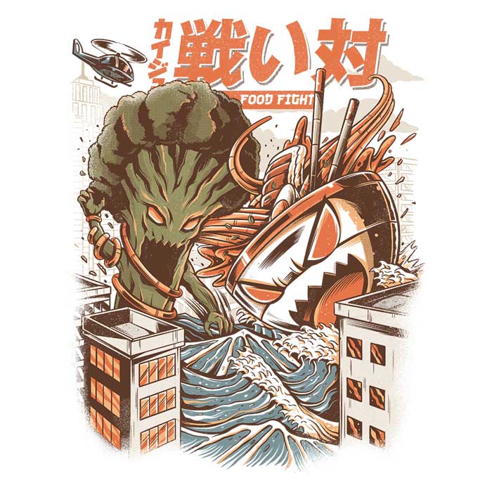 Kaiju Food Fight Women's Apparel - Adult & Kids T-Shirts, Sweatshirts & Hoodies apparel design preview 2
