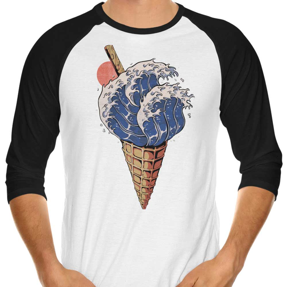 Kanagawa Ice Cream 3/4 Sleeve Raglan - Adult & Kids T-Shirts, Sweatshirts & Hoodies apparel design preview 1
