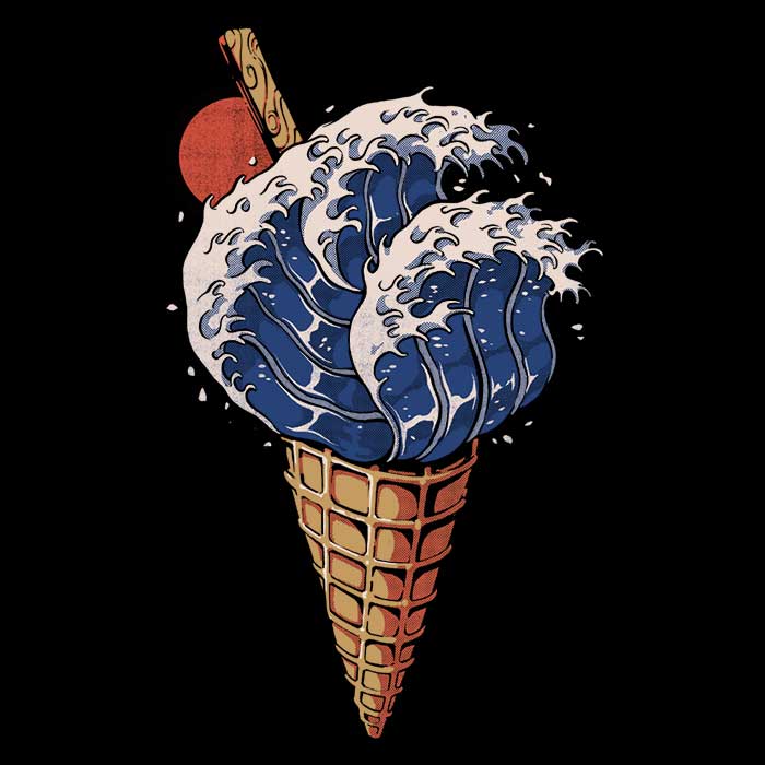 Kanagawa Ice Cream Men's Apparel - Adult & Kids T-Shirts, Sweatshirts & Hoodies apparel design preview 2