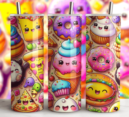 Kawaii Cute Food 20 oz Skinny Tumbler Cup With Straw - Adult & Kids T-Shirts, Sweatshirts & Hoodies apparel design preview 1