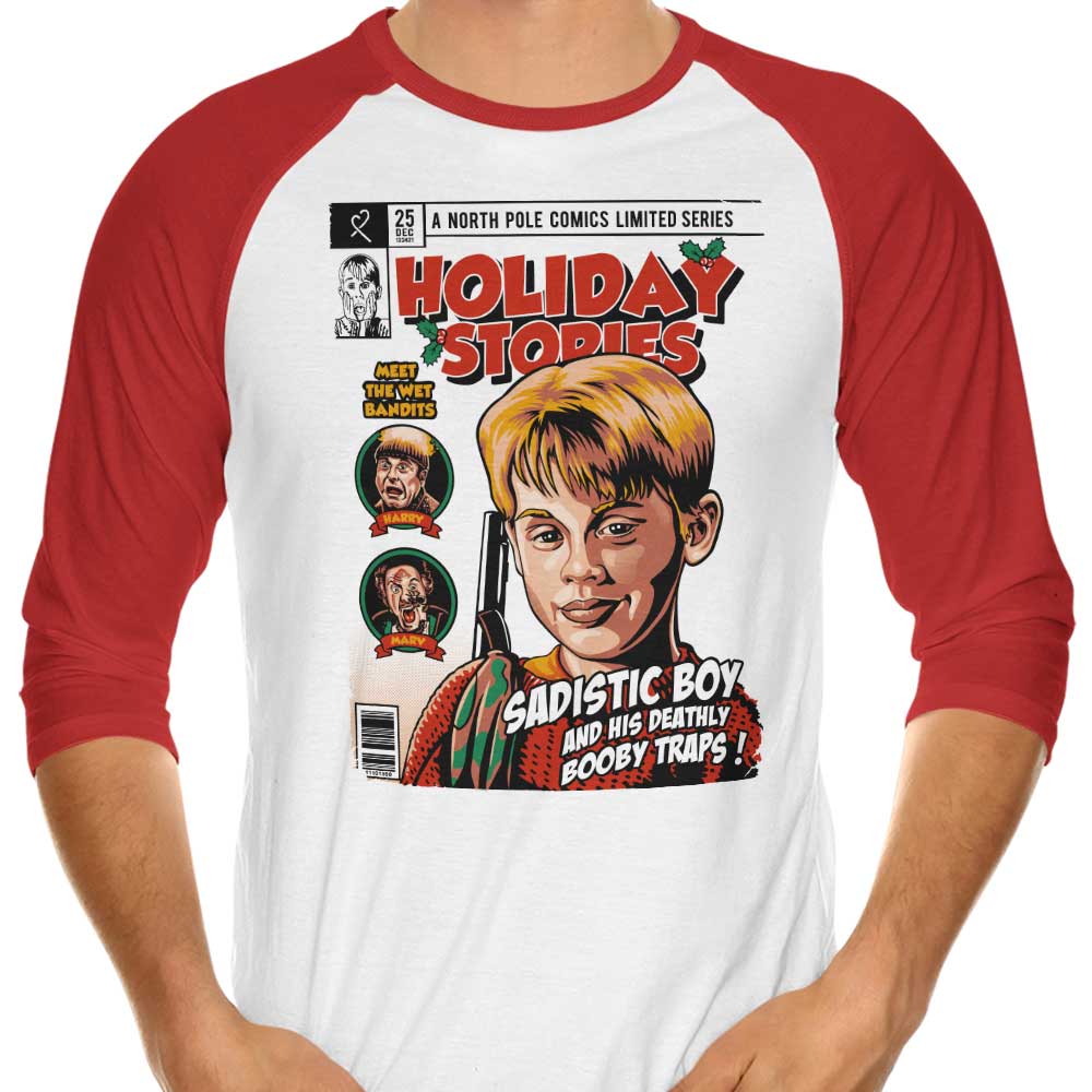 Kevin's Holiday Stories 3/4 Sleeve Raglan - Adult & Kids T-Shirts, Sweatshirts & Hoodies apparel design preview 1