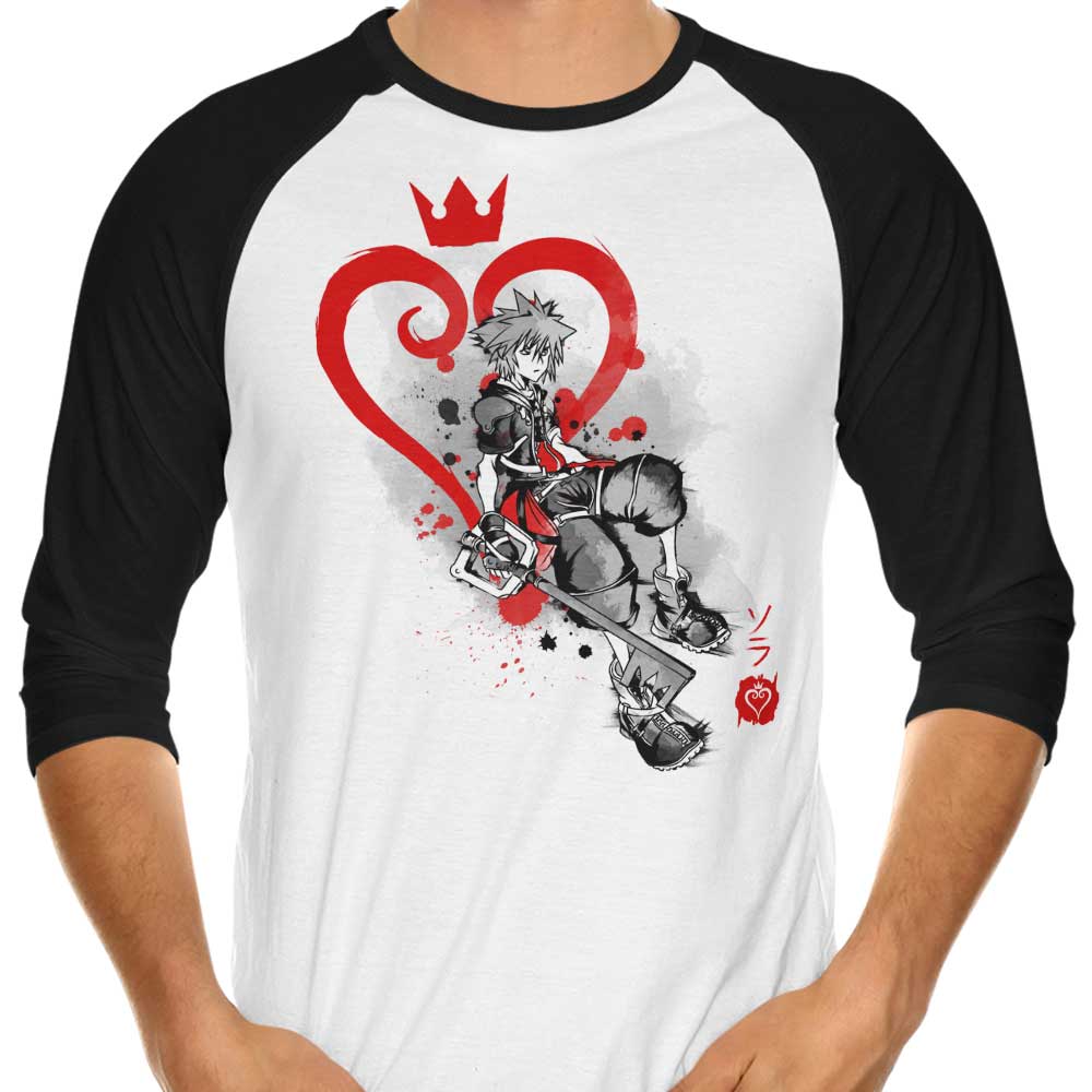 Keyblade Kingdom Sumi-e 3/4 Sleeve Raglan - Adult & Kids T-Shirts, Sweatshirts & Hoodies apparel design preview 1