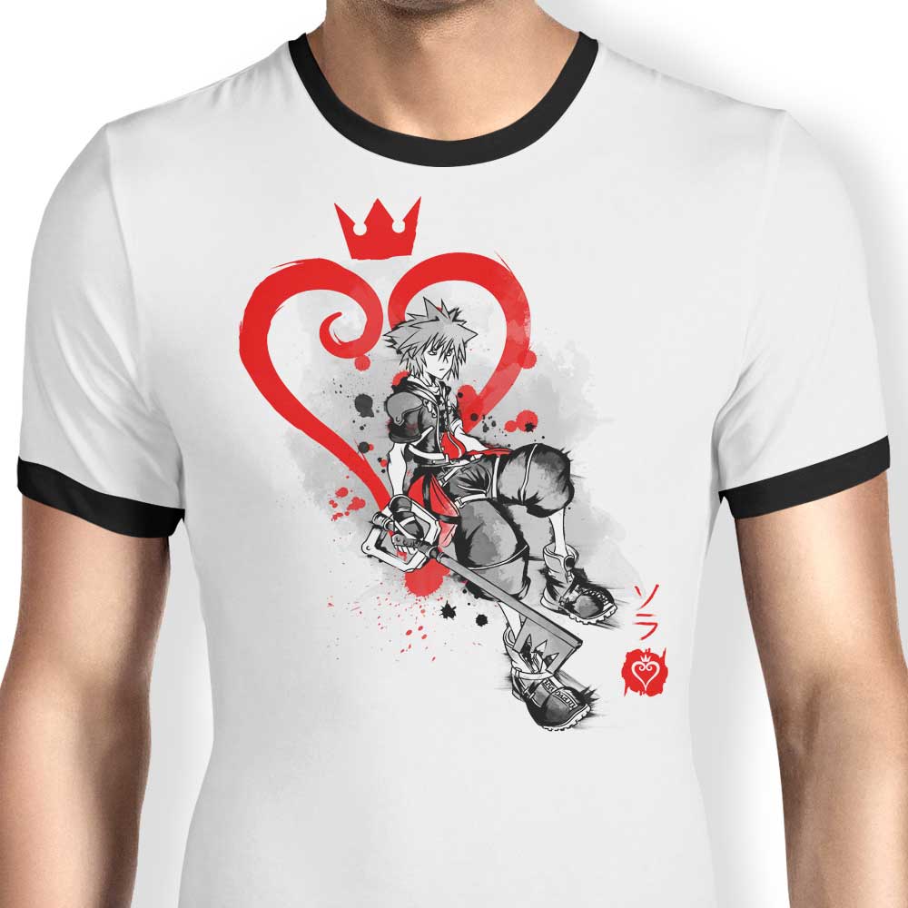 Keyblade Kingdom Sumi-e Ringer - Adult & Kids T-Shirts, Sweatshirts & Hoodies apparel design preview 1