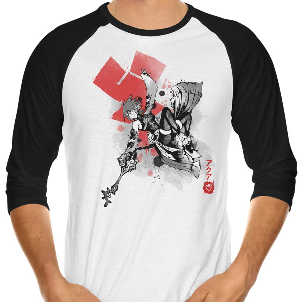 Keyblade Master Sumi-e 3/4 Sleeve Raglan - Adult & Kids T-Shirts, Sweatshirts & Hoodies apparel design preview 1