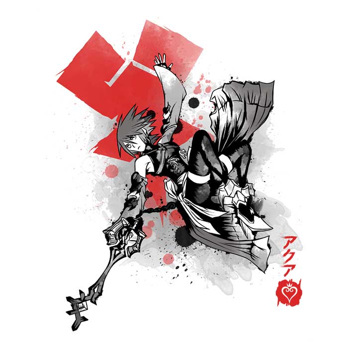 Keyblade Master Sumi-e Men's Apparel - Adult & Kids T-Shirts, Sweatshirts & Hoodies apparel design preview 2
