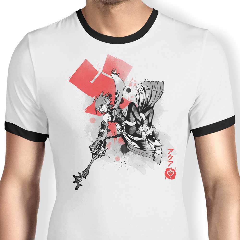 Keyblade Master Sumi-e Ringer - Adult & Kids T-Shirts, Sweatshirts & Hoodies apparel design preview 1