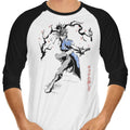 Kicking Beauty Sumi-e 3/4 Sleeve Raglan - Adult & Kids T-Shirts, Sweatshirts & Hoodies apparel design preview 1