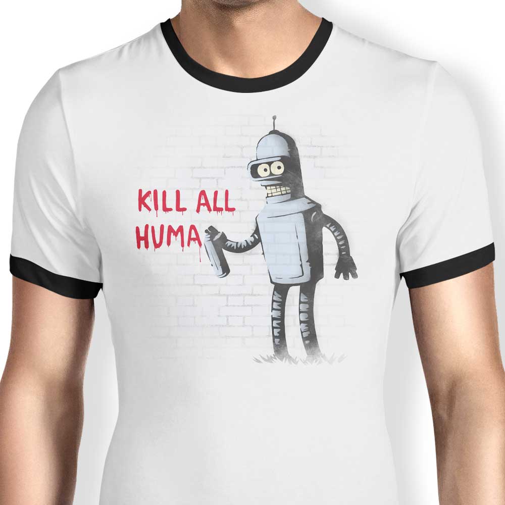 Kill All Humans Ringer - Adult & Kids T-Shirts, Sweatshirts & Hoodies apparel design preview 1