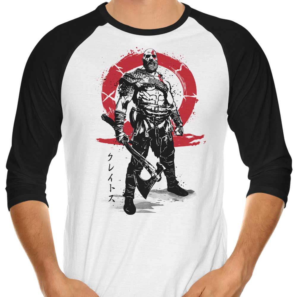 Killer of Gods Sumi-e 3/4 Sleeve Raglan - Adult & Kids T-Shirts, Sweatshirts & Hoodies apparel design preview 1